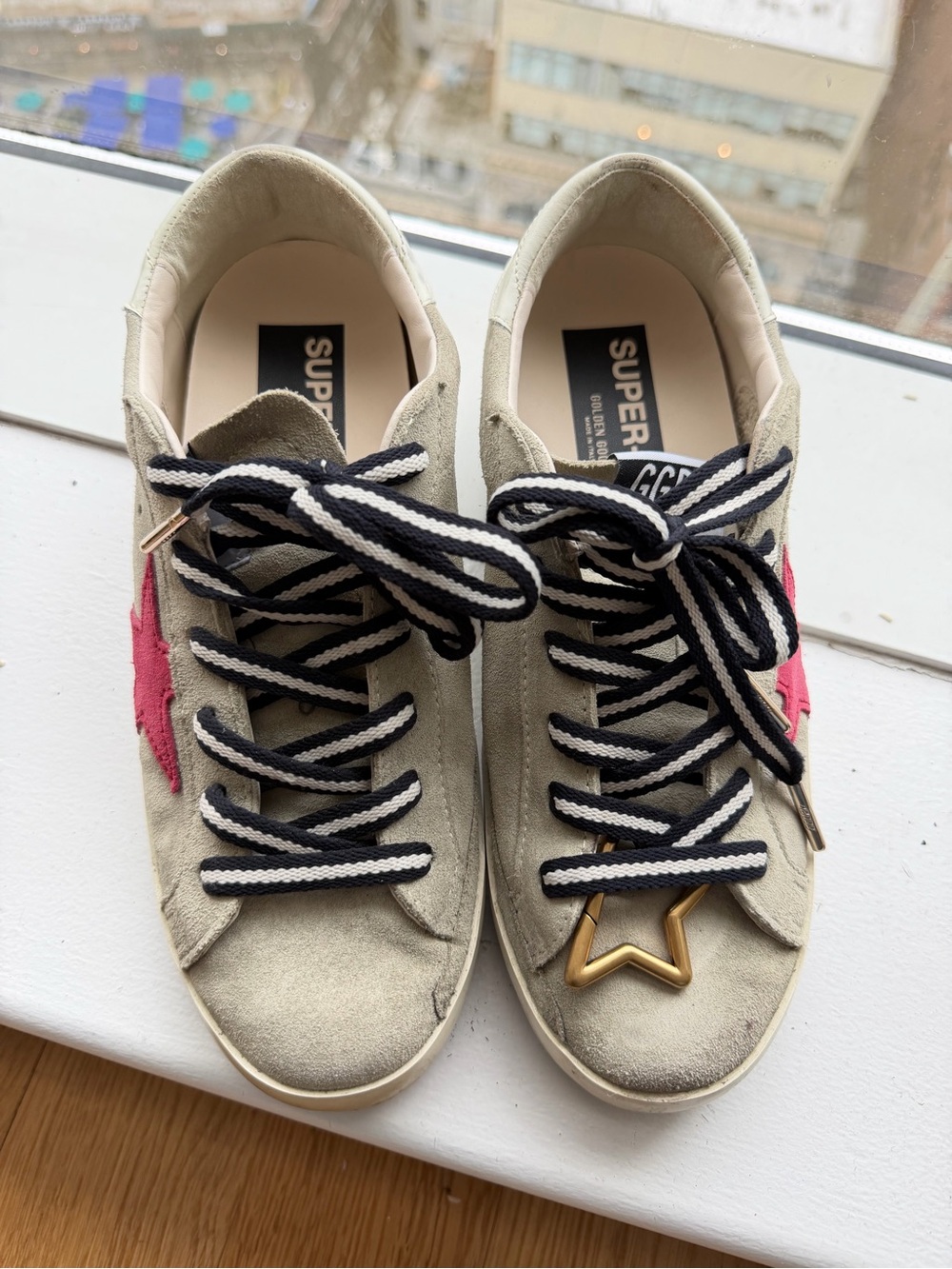 Golden Goose Superstar Suede Sneakers with Pink Star 38